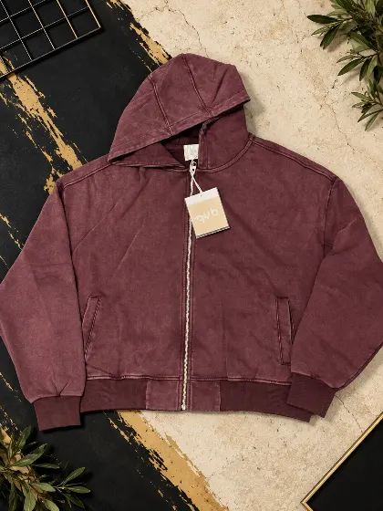 Felpa zip bordeaux slavata