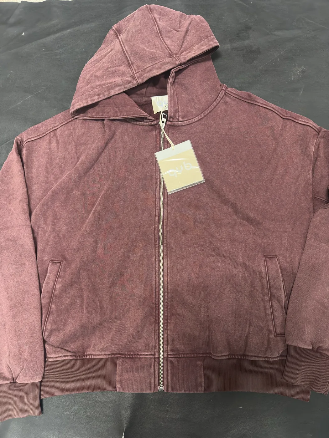 Felpa zip bordeaux slavata, foto 3 di 6