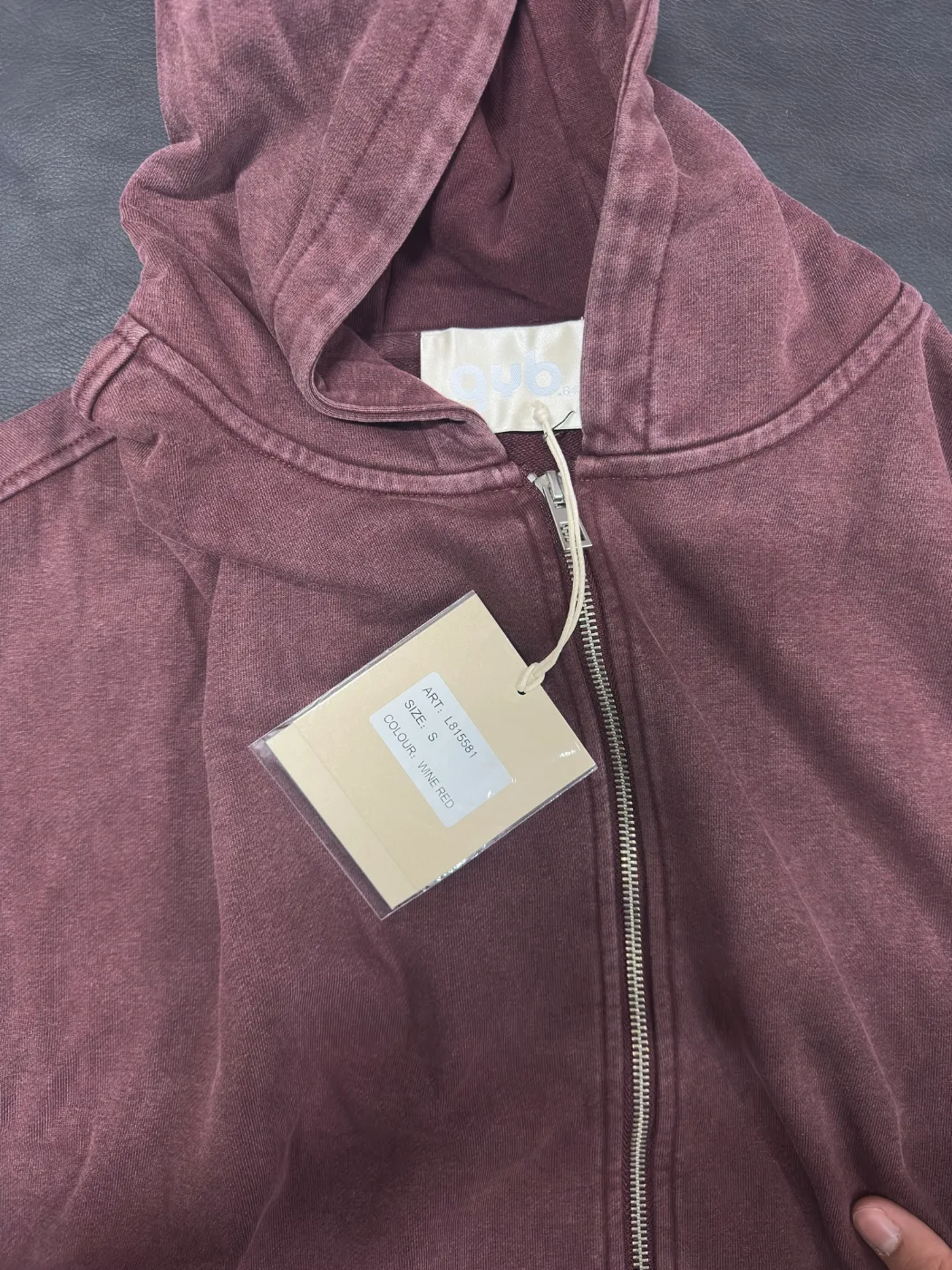 Felpa zip bordeaux slavata, foto 5 di 6